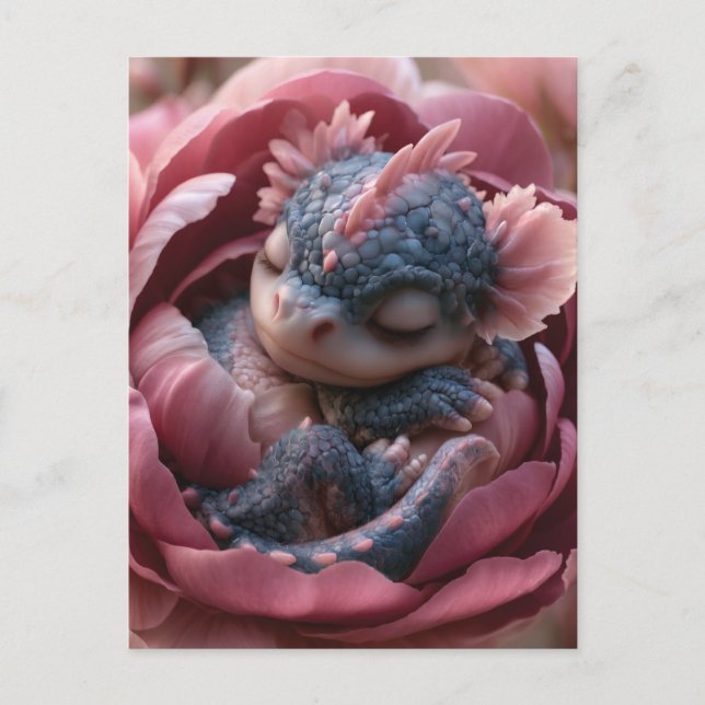 Enchanting Fantasy Image of a Tiny Baby Dragon Postcard (Front)