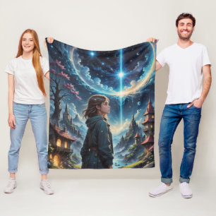 Enchanting Fantasy Night Sky Scene Fleece Blanket