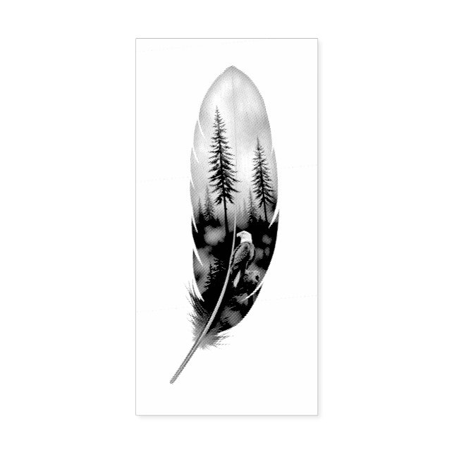 Enchanting Feather with Bald Eagle Artwork Rubber Stamp (Imprint)