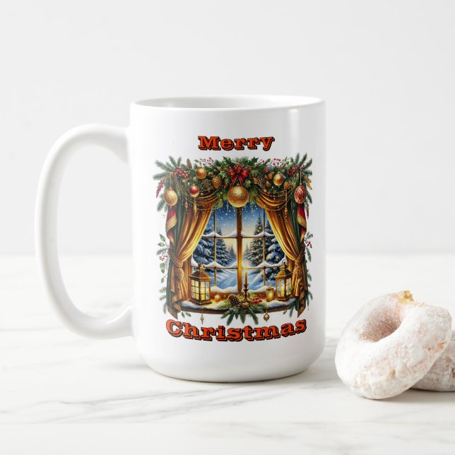  Enchanting Festive Winter View Coffee Mug (With Donut)