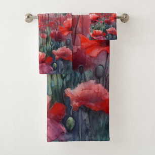 Enchanting Field of Poppies Bath Towel Set