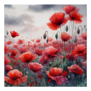 Enchanting Field of Poppies  Poster