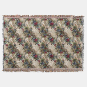 Enchanting Floral Owl Throw Blanket