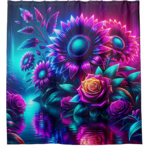 “Enchanting Floral Stream Reflection Art” Shower Curtain