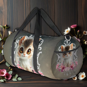 Enchanting, fluffy kitten duffle bag