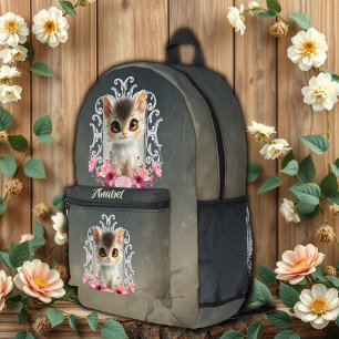 Enchanting, fluffy kitten printed backpack