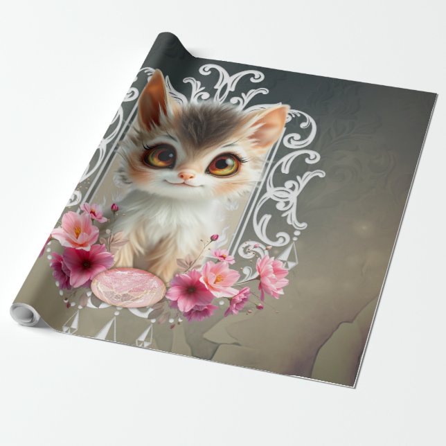 Enchanting, fluffy kitten  wrapping paper (Unrolled)