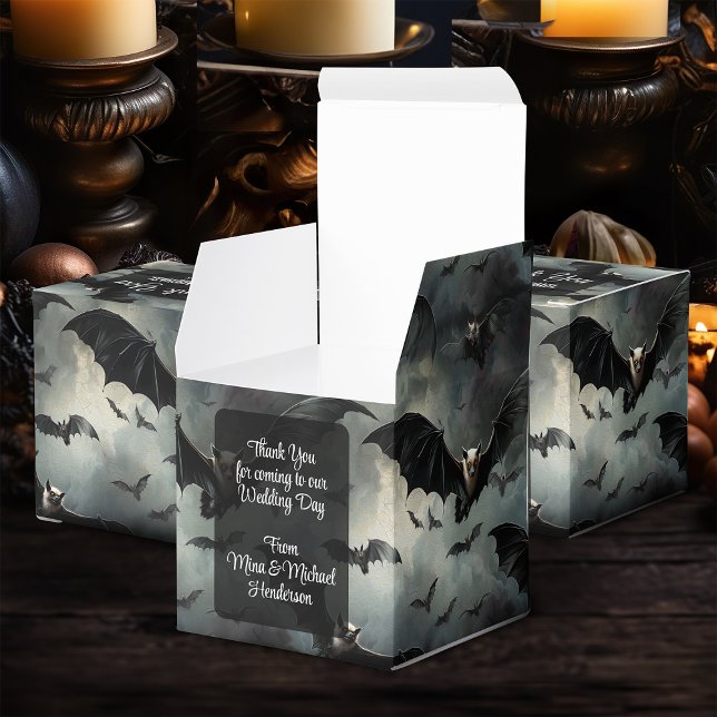 Enchanting Flying Vampire Bats Gothic Wedding Favour Box (Creator Uploaded)