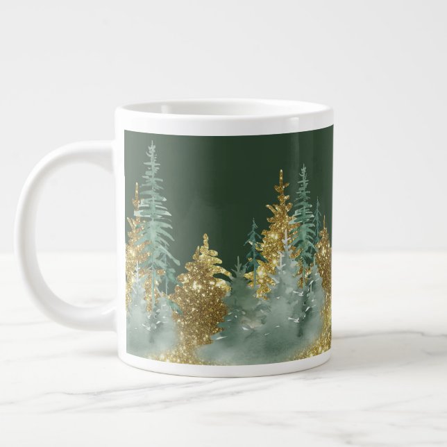 Enchanting Forest Holiday Pines  Large Coffee Mug (Left)