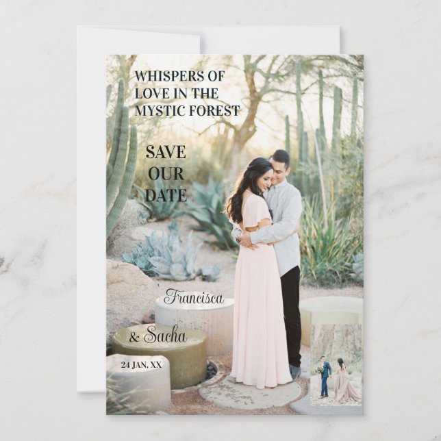Enchanting Forest Romance Whispering Love  Photo  Save The Date (Front)
