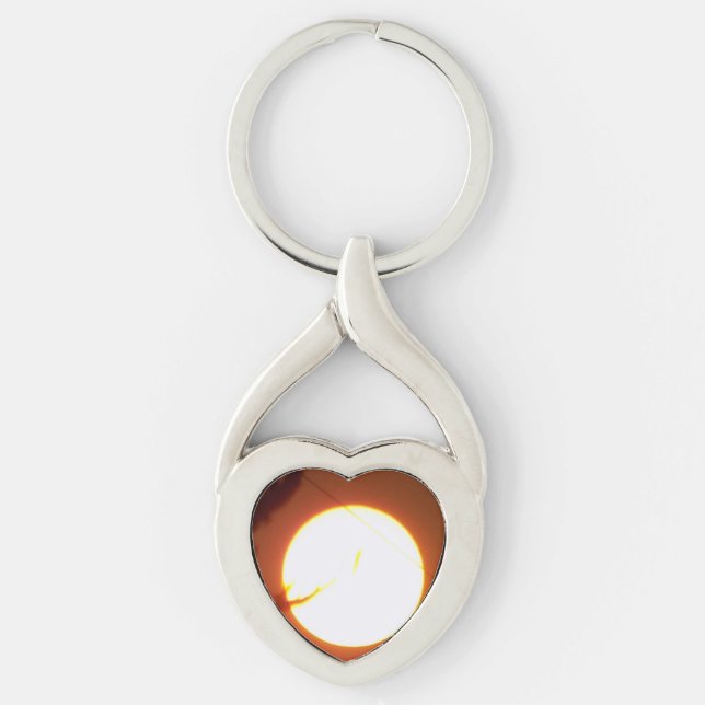 Enchanting Full Moon Twisted Heart Key Ring (Front)