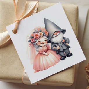 Enchanting Garden Gnome Bride Groom Rustic Wedding Favour Tags