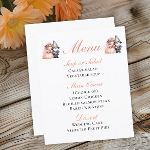 Enchanting Garden Gnome Orange Rustic Wedding Menu