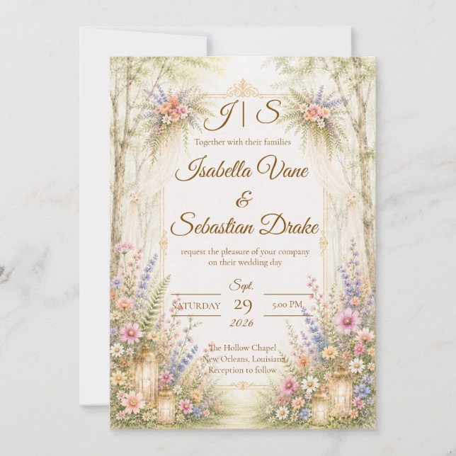 Enchanting Garden Wedding Invitation (Front)