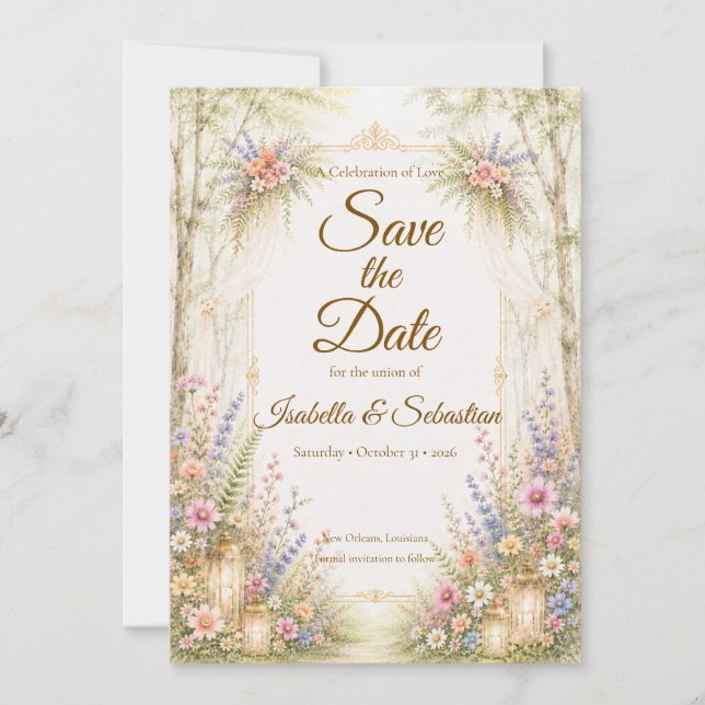 Enchanting Garden Wedding Save The Date (Front)