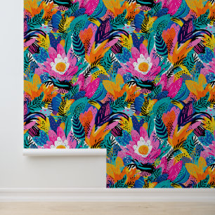 Enchanting garden with pink flower wallpaper