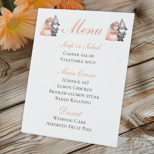 Enchanting Gnome Rustic Woodland Wedding Menu Pedestal Sign