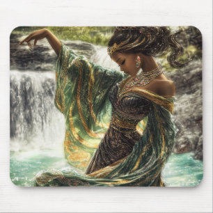 Enchanting Goddess by a Magical Waterfall  Mouse Pad