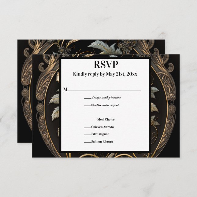 Enchanting Gold RSVP Card (Front/Back)