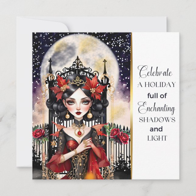 Enchanting Goth Fairy Christmas  Holiday Card (Front)