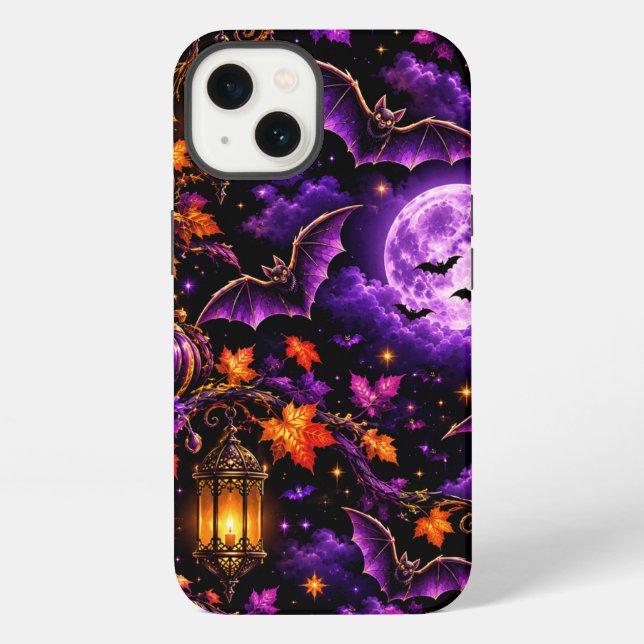 Enchanting Gothic Halloween Moonlit Night Pattern iPhone Case (Back)