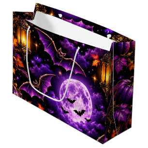 Enchanting Gothic Halloween Moonlit Night Pattern Large Gift Bag