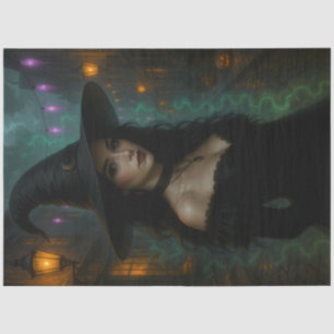 Enchanting Gothic Witch in Midnight Street  Tissue Paper