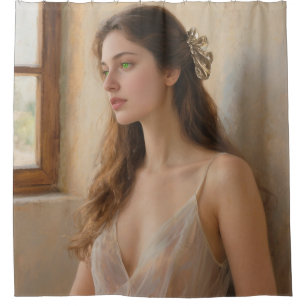Enchanting Green Gaze Shower Curtain