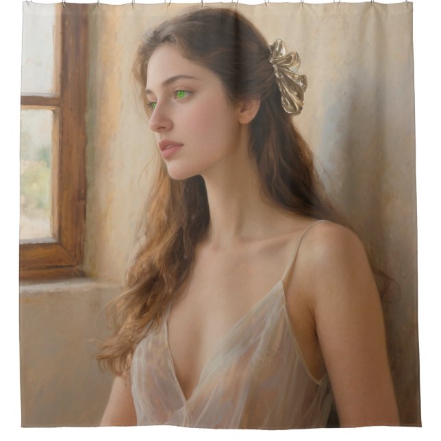 Enchanting Green Gaze Shower Curtain (Front)