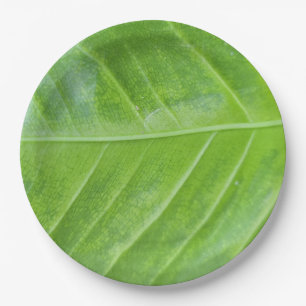 Enchanting Green Leaf Design 9-Inch Round Paper Plate