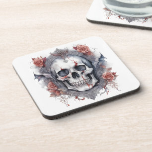 Enchanting Halloween Vampire Skull Art Coaster