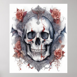 Enchanting Halloween Vampire Skull Art Poster