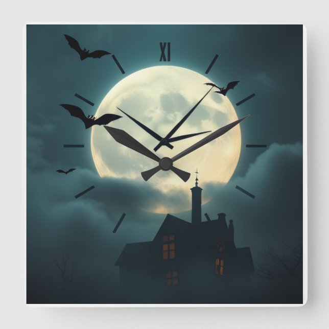 Enchanting Haunted Moon Clock | Luxury Gothic Art (Front)