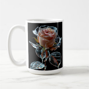 "Enchanting Ice Rose: A Transparent Glass Blossom  Coffee Mug