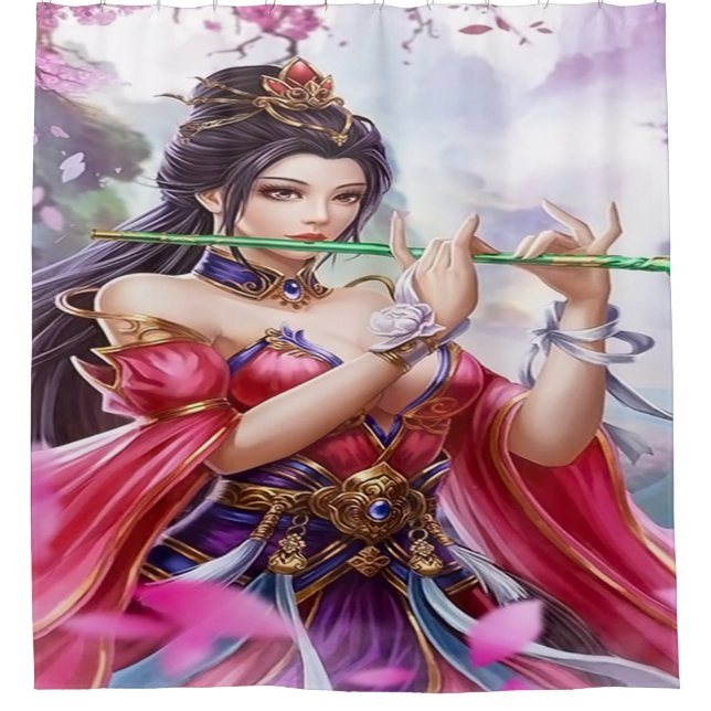 Enchanting Jade Flute Empress Shower Curtain (Front)