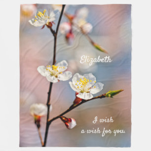 Enchanting Japanese Apricot Flowers Fleece Blanket