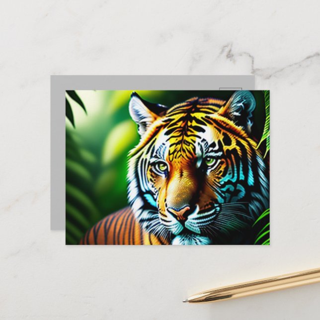 Enchanting Jungle Tiger - Fierce And Free Postcard (Front/Back In Situ)