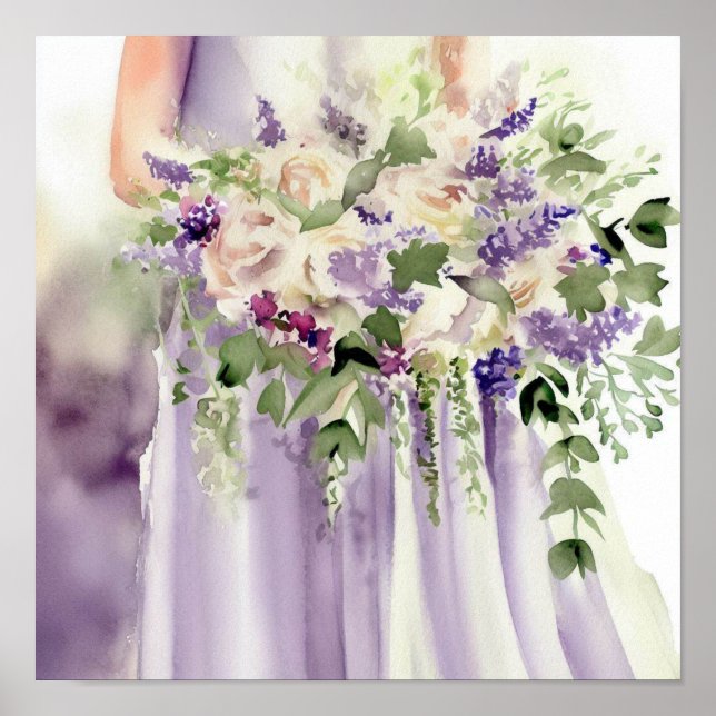 Enchanting Lilac, Bridal Cascading Bouquet 2, Poster (Front)
