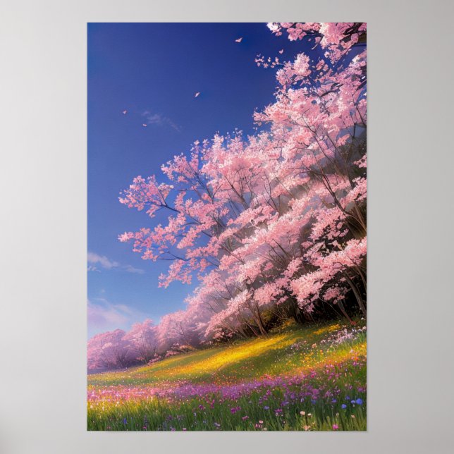Enchanting Line of Sakura Trees Poster (Front)