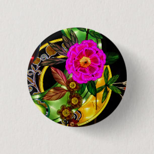 Enchanting Magenta & Gold 3 Cm Round Badge