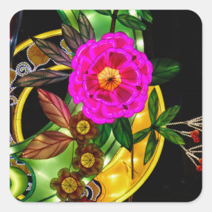 Enchanting Magenta & Gold Square Sticker