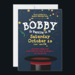 Enchanting Magic Show Kids' Birthday Template<br><div class="desc">Welcome to a world of enchantment and wonder! Our "Enchanting Magic Show Kids' Birthday Party Invitation" sets the stage for a magical celebration. Designed to ignite the imagination of your little guests, this invitation promises a party of fantastic fun and mesmerizing magic! Set against a midnight blue backdrop that captures...</div>