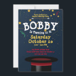 Enchanting Magic Show Kids' Birthday Template<br><div class="desc">Welcome to a world of enchantment and wonder! Our "Enchanting Magic Show Kids' Birthday Party Invitation" sets the stage for a magical celebration. Designed to ignite the imagination of your little guests, this invitation promises a party of fantastic fun and mesmerizing magic! Set against a midnight blue backdrop that captures...</div>