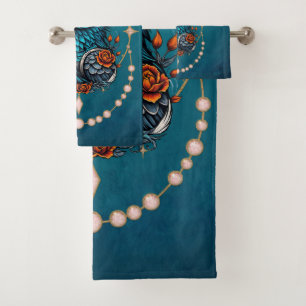 Enchanting majestic blue bird. bath towel set