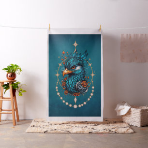 Enchanting majestic blue bird fabric
