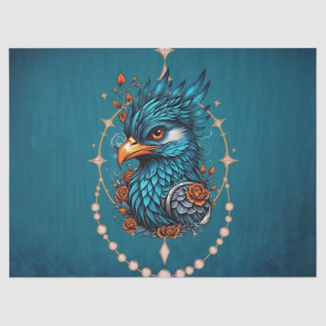 Enchanting majestic blue bird tissue paper (Front)