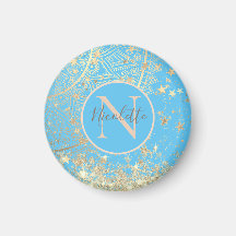 Enchanting Mandala with Gold Stars Monogram    