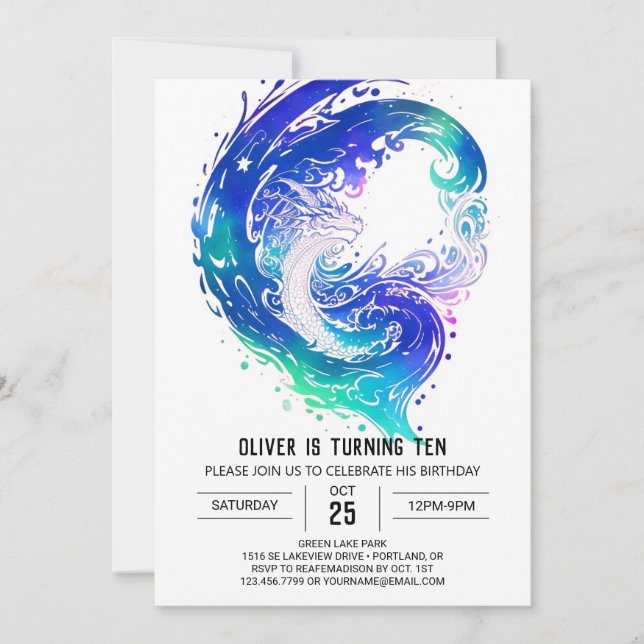 Enchanting Mediaeval Dragon Birthday Invitation (Front)