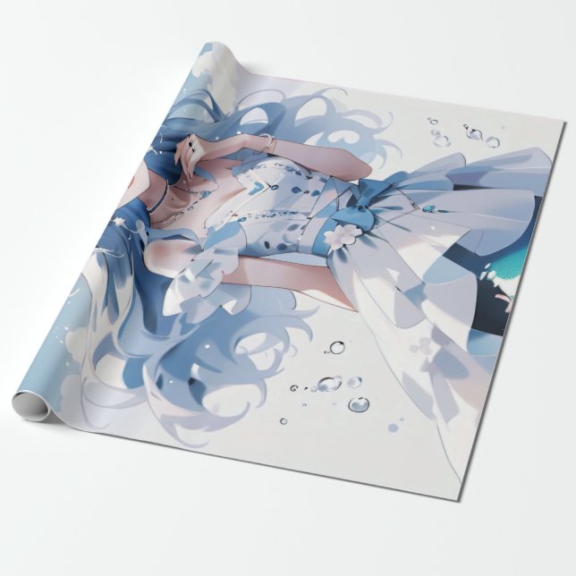 Enchanting Mermaid Birthday Design for Girls Wrapping Paper (Unrolled)