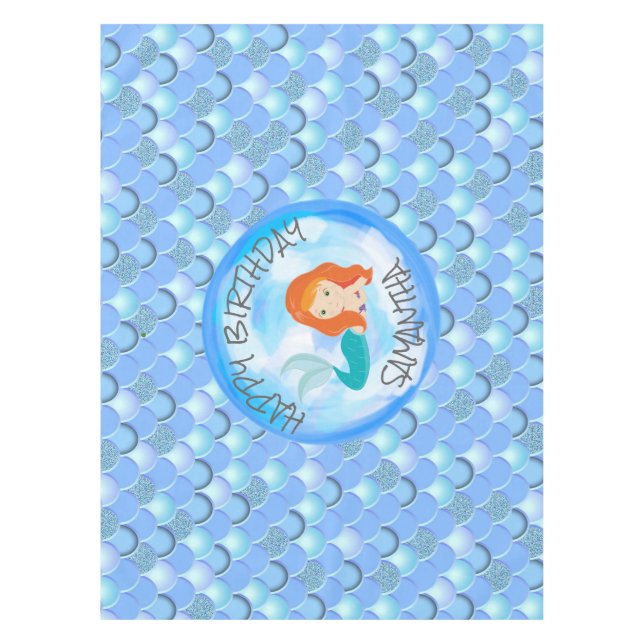 Enchanting Mermaid Birthday Party Tablecloth (Front)